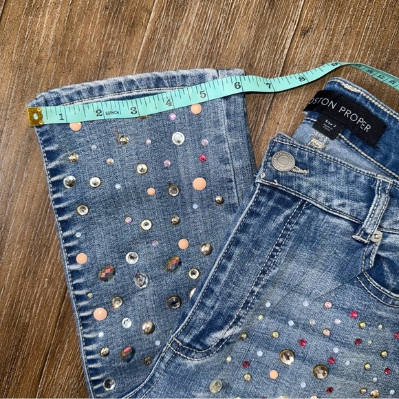 Boston Proper Scattered Embellishment Slim Straight Leg Jean NWOT Sz 2 - Picture 6 of 16